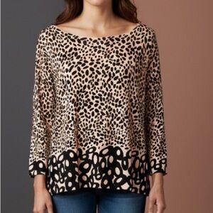 Joseph A ladies, lightweight animal, print sweater and NWOT long sleeve, medium